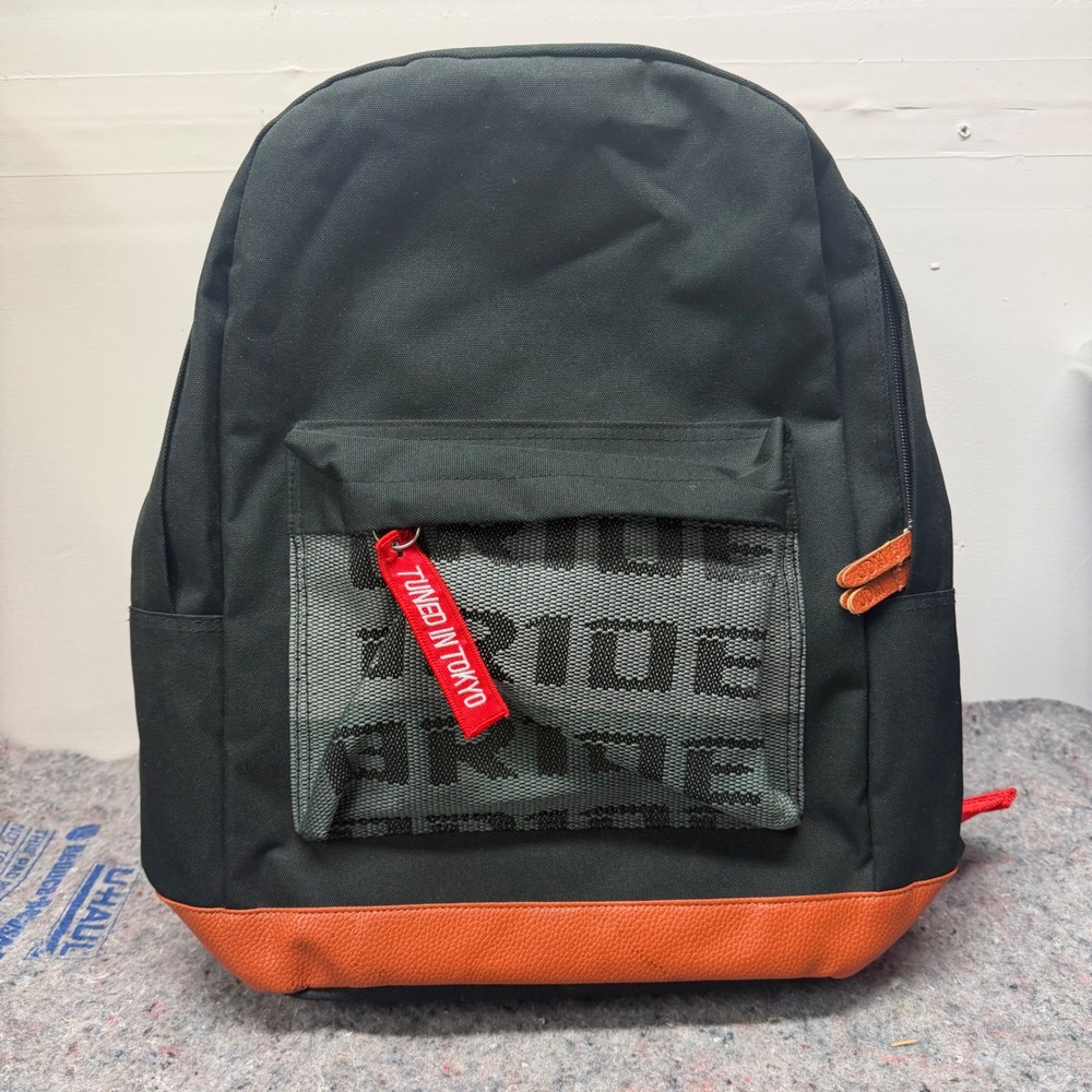 Tuned In Tokyo Backpack Unisex OS Black Bride JDM Legends Red Seatbelt Straps